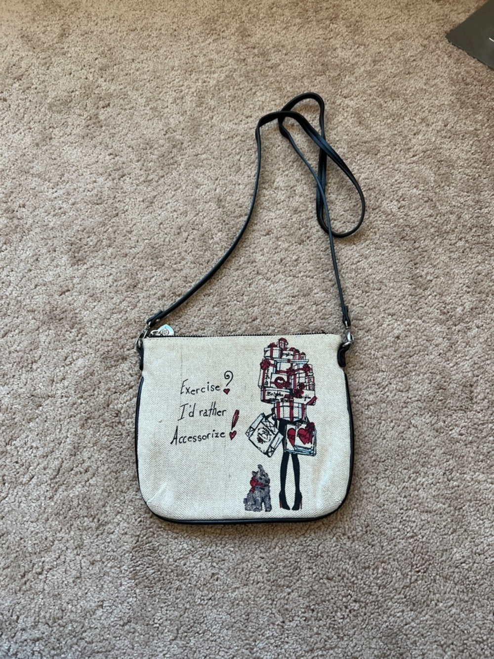 Brighton Canvas Crossbody Bag with Fashion Illustration